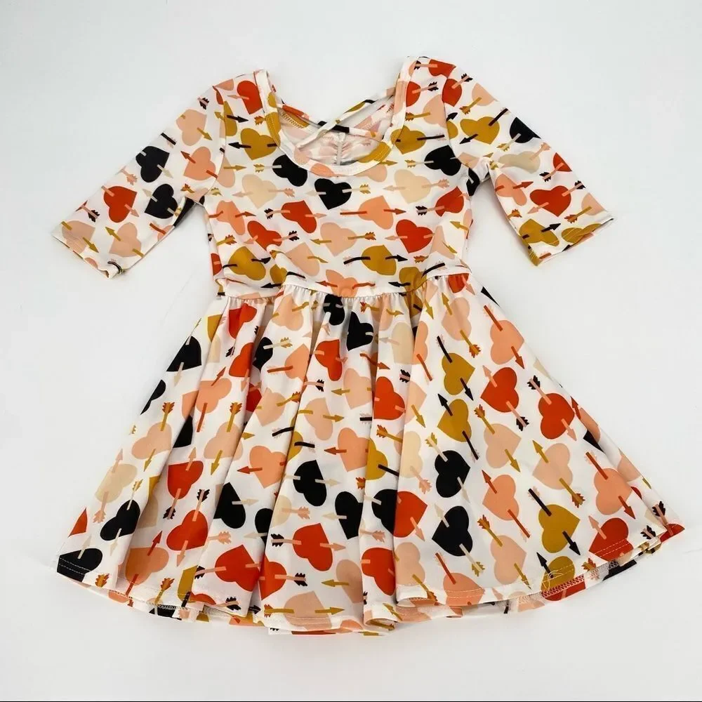 Girls DotDot Smile Hearts Swing‎ Dress Size 2 Adorable
